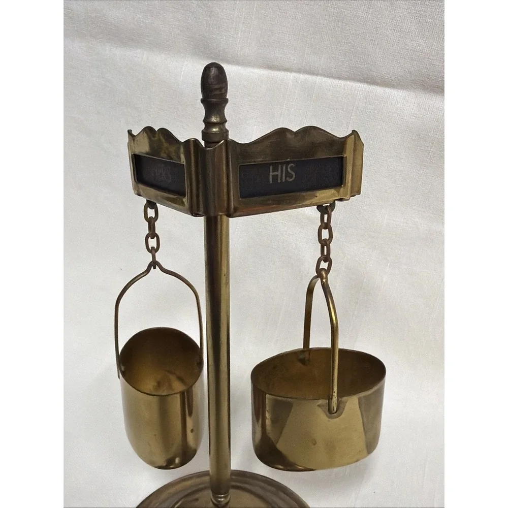 VTG Salt Pepper Brass Stand‎ Scale Decor Container MCM Retro Street Sign